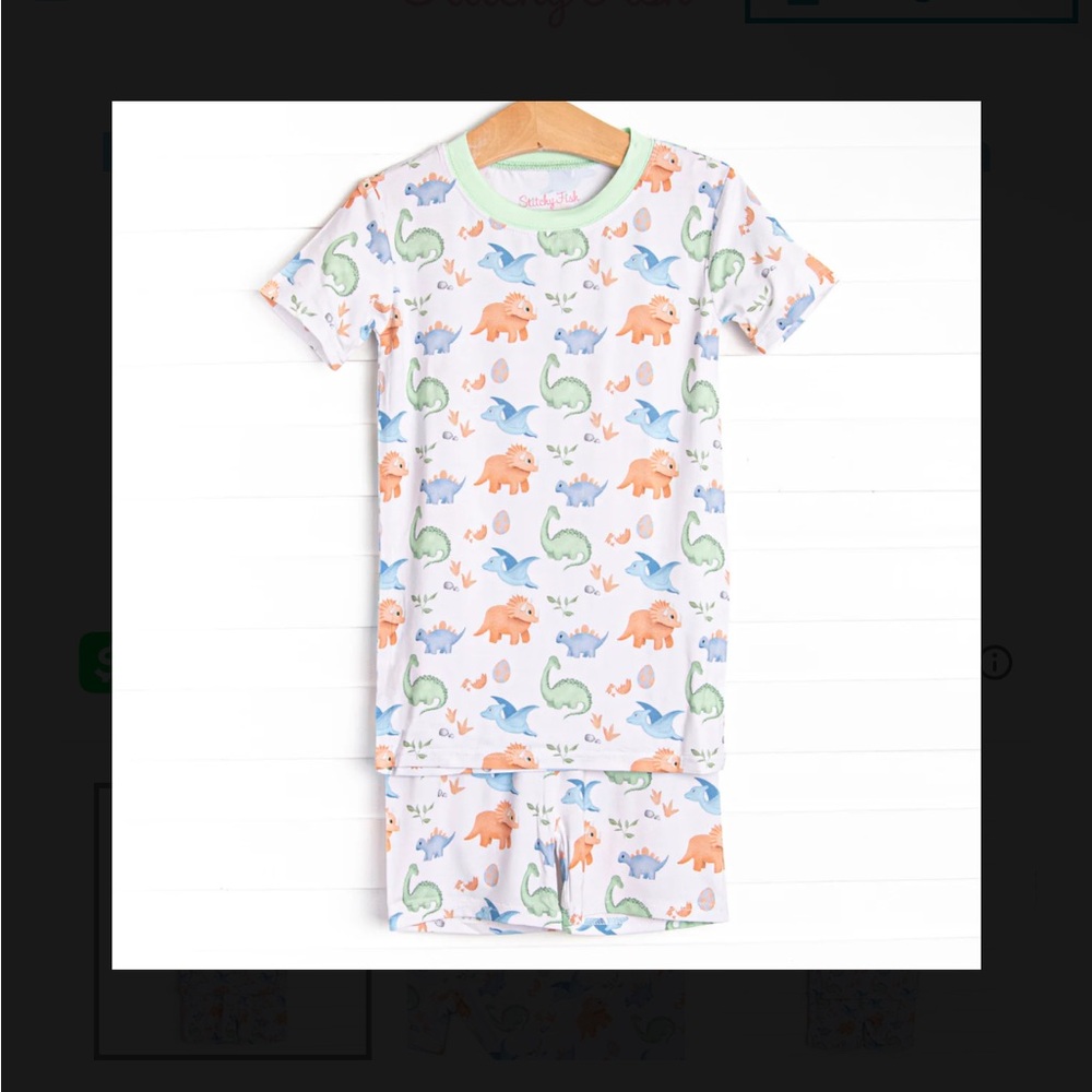 Stitchy Fish Kids Dinosaur Print Pajamas- 2T